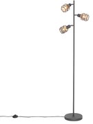 Lampada da terra di design nera con oro 3 luci - Noud