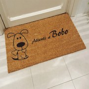 Zerbino famiglia con animale Bobo in cocco naturale personalizzato cm 80x50