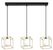 Sospensione Contemporanea Lingotto Metallo Ottone 3 Luci G9 3W 3000K Luce Calda