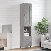 Credenza grigio sonoma 34,5x34x180 cm in legno multistrato