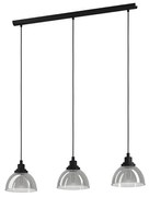 Lampadario Moderno Beleser 3 Luci Acciaio Nero