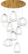 Sospensione ottone sat. 8 luci tonda vetri 2x alpha + 3x beta + 3x ...
