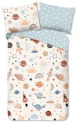 Set copripiumino e federa da bambini blu/beige in cotone per letto singolo 140x200 cm Eclips – Good Morning