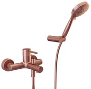 Rubinetto per vasca getto laminare cristallino TAYRONA per muro rame spazzolato HUBER