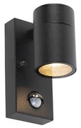 Lampada da parete per esterni nera con sensore di movimento IP44 - Solo