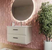 Mobile bagno canapa 80x45 Praga due cassetti soft close con lavabo in ceramica