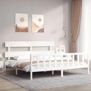 Giroletto con testiera bianco 200x200 cm in legno massello