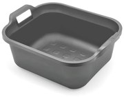 Lavorazione in plastica grigio metallizzato con due manici , 39 x 32 x 14 cm - Addis