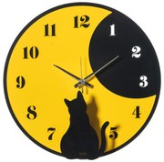 Arti e Mestieri Orologio da parete con gatto modello moon whiskers d 43 GIALLO