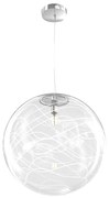 Sospensione Contemporanea Moon Metallo Cromo Vetro Bianco 1 Luce E27 D.40Cm