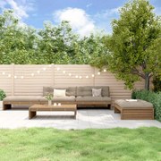 Set divani da giardino 5 pz con cuscini in legno massello miele