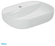 Lavabo D'Appoggio Con Foro 60x45 Cm Azzurra Ceramica "Elegance Zip" Bianco Lucido