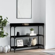 Tavolino consolle con ripiani nero 100x30x80 cm