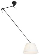 Lampada a sospensione nera con paralume plissettato 35 cm crema - Blitz