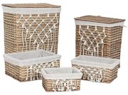 Cesto per i Panni Sporchi Home ESPRIT Bianco Naturale vimini Shabby Chic 47 x 35 x 55 cm 5 Pezzi