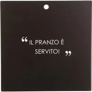 Sottopentola nero 20x20 cm con scritta in stoneware