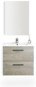 Mobile Bagno Sospeso 60 Cm Con Lavabo In Ceramica E Specchio Aruba Rovere