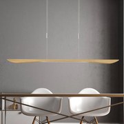 Lampada LED a sospensione Quitani Hiba, rovere naturale, lunghezza 148 cm