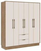 Armadio 6 ante e 2 cassetti L162 cm  Beige e Naturale FEOVA