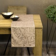 Tovaglia centrale in velluto con stampa beige 35x140