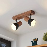 Lindby Tonja faretto da soffitto con legno, 2 luci