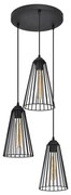 Lampadario a sospensione con filo TORRI 3xE27/15W/230V nero