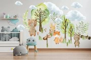 Adesivo da parete per bambini unico e di alta qualità con design animali della foresta 60 x 120 cm