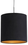 Lampada a sospensione con paralume in velluto nero con oro 40 cm - Combi