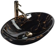 Lavabo da appoggio REA Pamela Black Marble Shiny