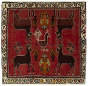 Shiraz Tappeto 60 x 60 Rosso (Iran) Annodato A Mano