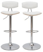 Sgabelli da bar design regolabili bianco e legno chiaro (set di 2) VASCO