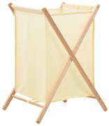 Portabiancheria İn Legno Di Cedro E Tessuto Beige 42x41x64 Cm /