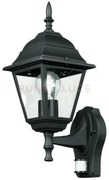 Applique up roma nera 1 luce attacco e27 ip44 con sensore 14,6x19,5...