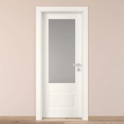 Porta tamburata battente Shibuya Vetro bianco L 80 x H 210 cm sinistra