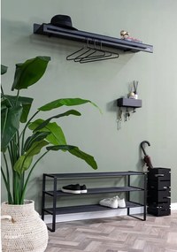 Attaccapanni da parete nero in metallo con scaffale 120 cm Sway – Spinder Design