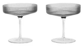 Ripple Champagne Saucers Set di 2 Fumé Grigio - Ferm Living