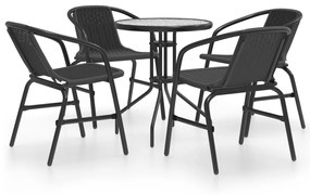 Set mobili da pranzo per giardino 5 pz nero