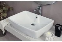 Lavabo appoggio rettangolare con troppo pieno 59x42x16cm bianco Mues Trynco