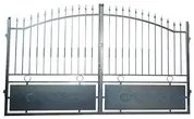 Cancello battente Zerbion in ferro, apertura centrale, L 350 x  H 180 -200 cm, di colore grigio zincato
