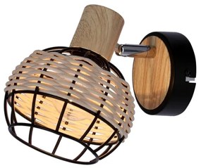 Faretto da parete TAJGA 1xE14/40W/230V rattan/nero