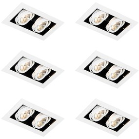 Set di 6 Faretti da incasso moderni bianchi doppio orientabile - Oneon 70