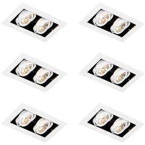 Set di 6 Faretto da incasso moderno bianco 2 luci orientabile - ONEON 70