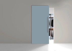 Porta scorrevole Porta Stoccolma con maniglione in legno blu turchese, L 99 x H 221 cm, con binario meccanismo di scorrimento a scomparsa  Reversibile