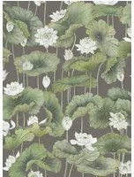 Cole & Son Carta da parati Lily Lotus - White on Charcoal