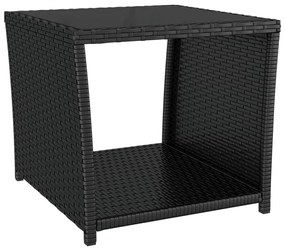 Set da Pranzo da Giardino 3 pz con Cuscini Nero in Polyrattan