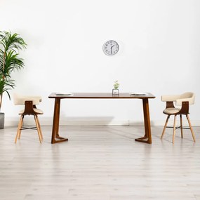 Sedie Da Pranzo 2 Pz Crema İn Similpelle E Legno Curvato /