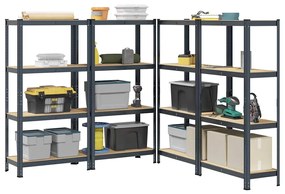 Mensole Portaoggetti 4 Strati 4pz Antracite İn Acciaio E Legno /