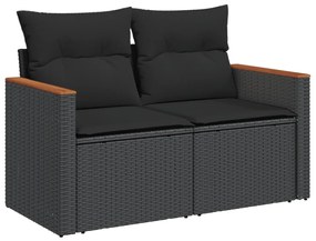 Set Divani da Giardino 11 pz con Cuscini in Polyrattan Nero