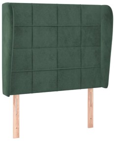 Testiera ad orecchio verde scuro 93x23x118/128 cm in velluto