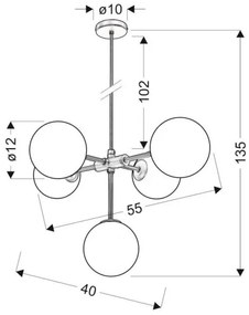 Lampadario a sospensione con filo MATI 5xG9/28W/230V
